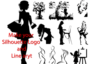 make black and white silhouette logo and t shirt design