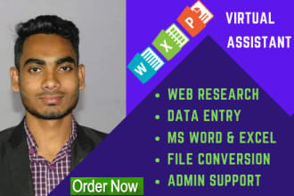 be your virtual assistant for data entry and web research jobs