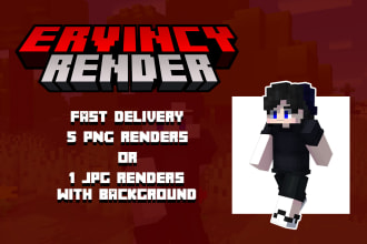 create 5 minecraft skin render within 24 hours