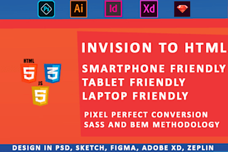 convert psd to html, css 3, bootstrap 4 within 72 hours
