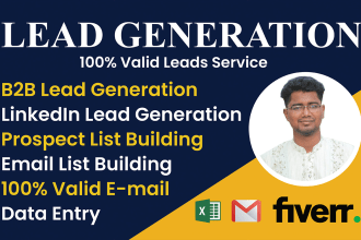 do b2b linkedin lead generation, email list building, real estate, data entry
