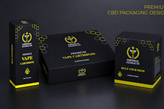 design premium cbd, thc and hemp packaging box, label, mylar bag