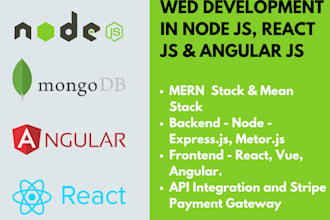 do full stack development in node js, react js and angular js