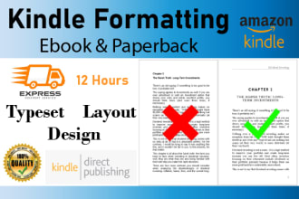 do book formatting and layout design kindle KDP indesign