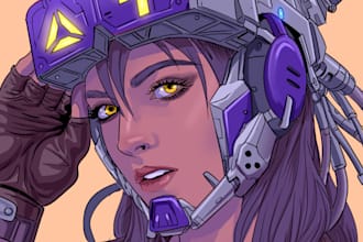 Top 5!  draw cyberpunk anime style illustration for you