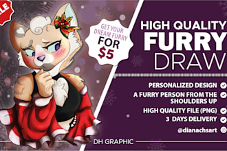 draw furry person animal character for you
