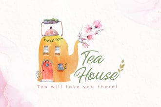 design watercolor hand drawn beauty floral custom logo