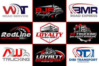 create modern transport logistics and trucking logo