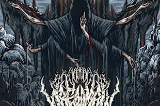 draw horror dark art, tshirt, metal album cover illustration