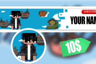 create a unique minecraft logo and banner for youtube
