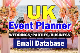 provide UK event planner management business database