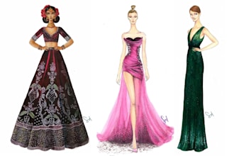 illustrate fashion and wedding dresses