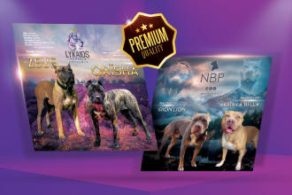 design premium dog breeding, puppy litter announcement