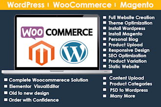 create online ecommerce, woocommerce wordpress magento store