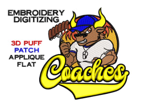 embroidery digitizing, 3d puff, convert to pes, dst, jef in 1hr