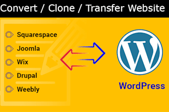 convert or migrate wix, weebly, joomla or  squarespace to wordpress