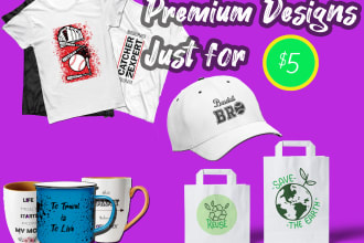 design trendy tshirt bags mugs caps in 6 hours