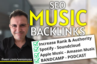 do organic SEO blog backlinks for spotify playlist, podcast, soundcloud, music