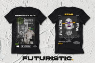 design premium futuristic, artsy, edgy style streetwear in 24 hours