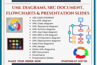 design uml diagrams, flowcharts, powerpoint slides and google slides