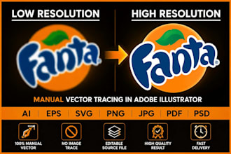 manually vector trace, recreate, redraw and vectorize your logo