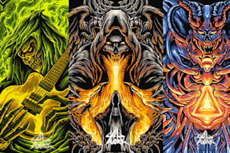 draw metal cover album and heavy metal illustration dark art