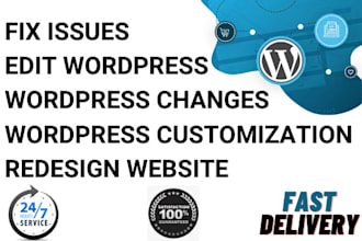 make wordpress changes and customize wordpress website