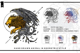 design geometric hand drawn animal logo tattoos illustration