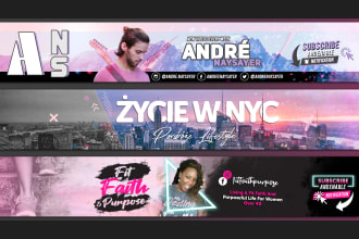 design a youtube, twitter, facebook or twitch banners