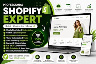 design and customize shopify theme and develop custom apps