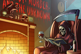 draw custom spooky album or podcast cover art