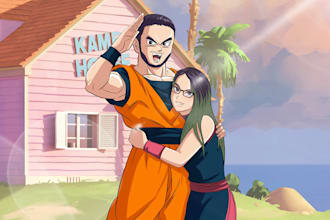 draw your or oc in dragon ball z naruto or any anime style
