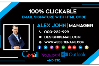 design a clickable HTML email signature