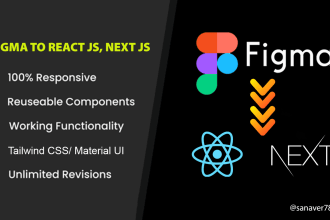 convert figma to react js ,next js with tailwind css , material ui