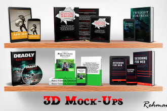 design realistic 3d mockup for book cover, ebook, kindle