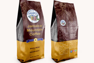 create a premium coffee bag and pouch packaging label design