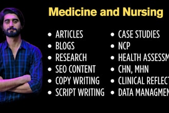 write medical, nursing, blogs, articles, and research for websites, ebooks, etc