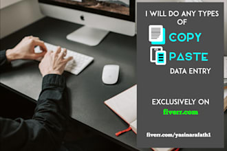 do copy paste work, typing excel, big data entry project