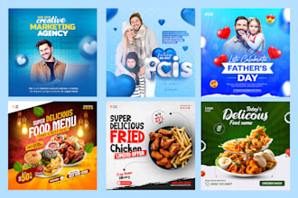 do social media design, banners, posts, and advertising