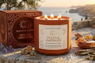 candle label design, product label design and candle box