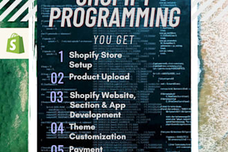 set up shopify store and do shopify programming, bug fix