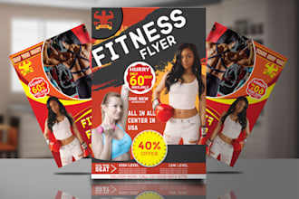 make creative fitness, gym, workout, sports flyer
