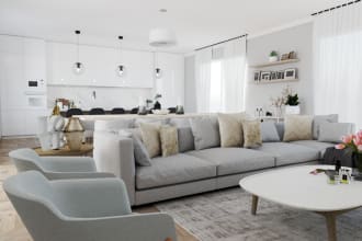 do interior design for your living room and open space with 3d rendering