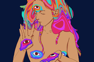 do amazing neon, psychedelic, weed, stoner, album cover art