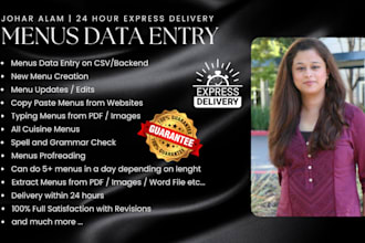 do fast and accurate restaurant menu data entry within 24 hours