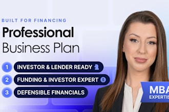 prepare an investor ready business plan and financial plan for your startup