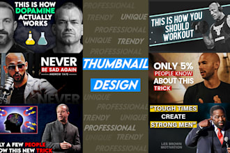 design unique and professional youtube thumbnails for you