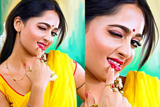 draw digital painting oil portrait pet art of photo
