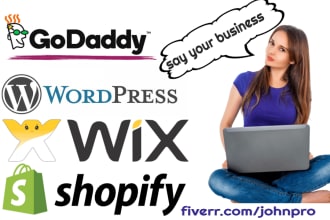 design wordpress, wix, godaddy website and shopify store