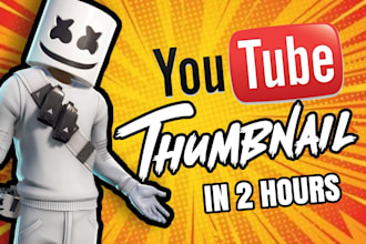 design 2 attractive youtube thumbnail in 2 hours